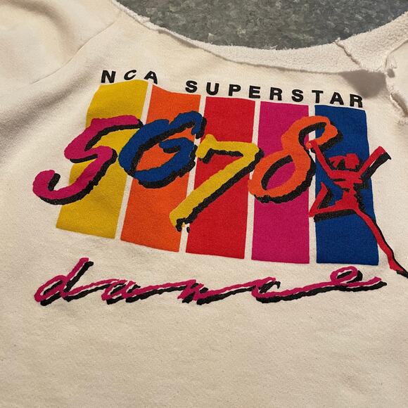 Vintage NCA Superstar Dance Cut Off Sweatshirt Womens Small Medium Cheerleaders - Picture 3 of 14
